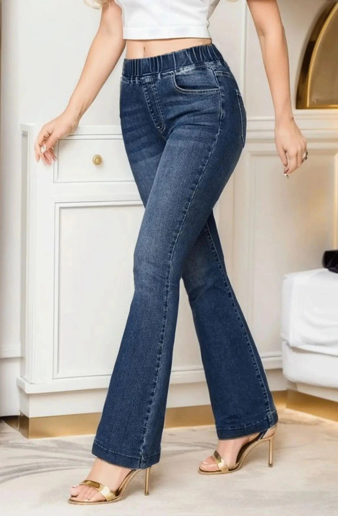 Elastic Waist Jeans - Shop with Ameera