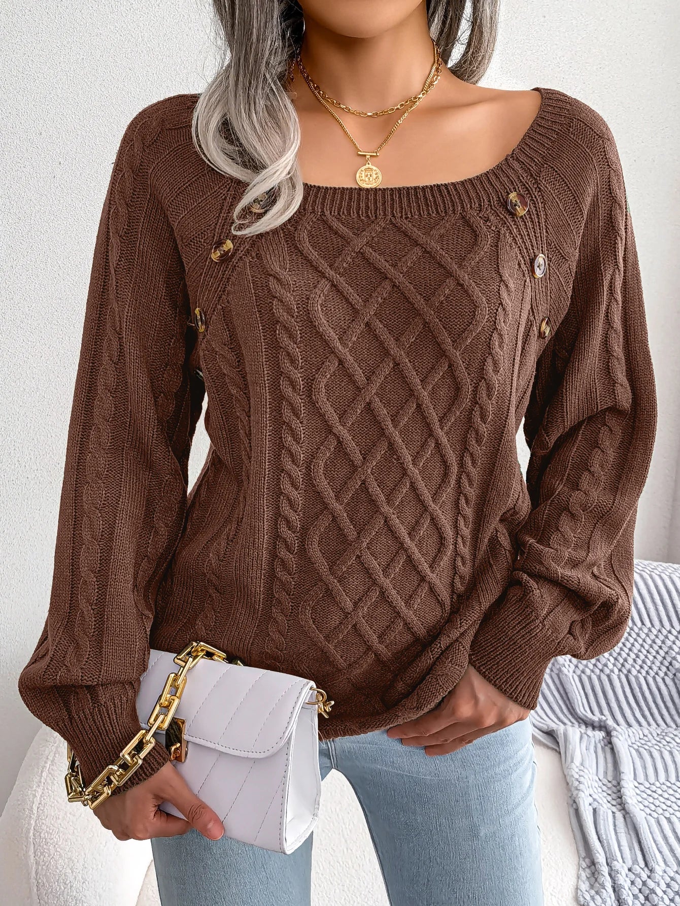 Square Collar Sweaters - Shop with Ameera