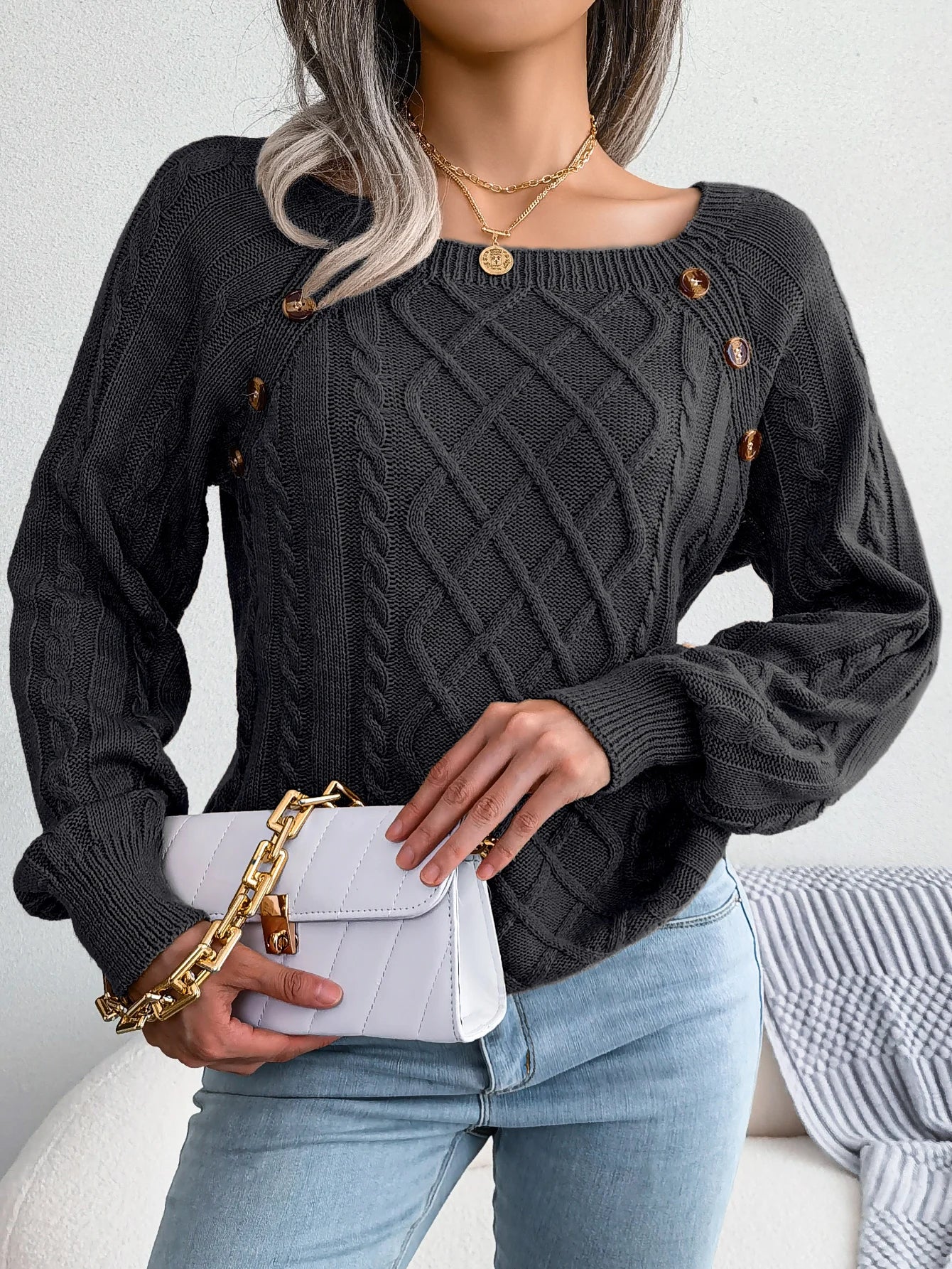 Square Collar Sweaters - Shop with Ameera