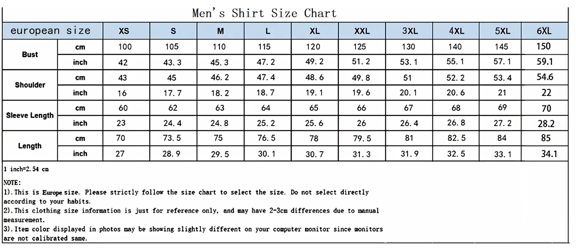 European Shirts XS-6XL - Shop with Ameera