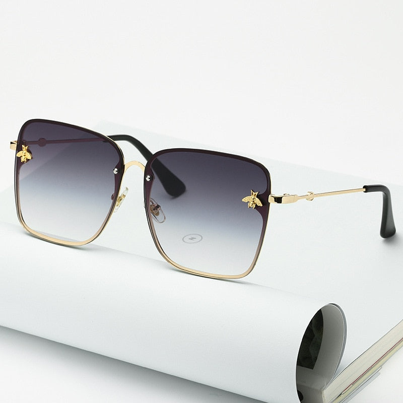 Oversize Rimless Square Bee Gradient Sunglasses - Shop with Ameera