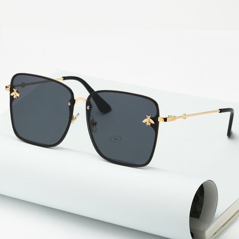 Oversize Rimless Square Bee Gradient Sunglasses - Shop with Ameera