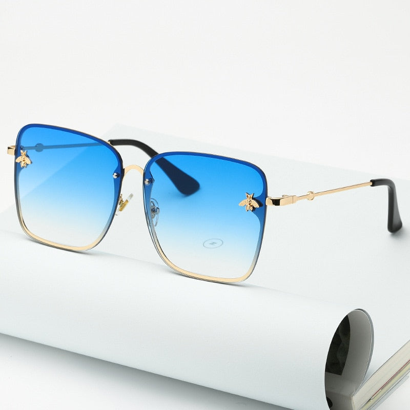 Oversize Rimless Square Bee Gradient Sunglasses - Shop with Ameera