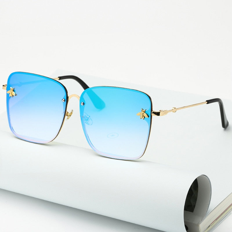 Oversize Rimless Square Bee Gradient Sunglasses - Shop with Ameera