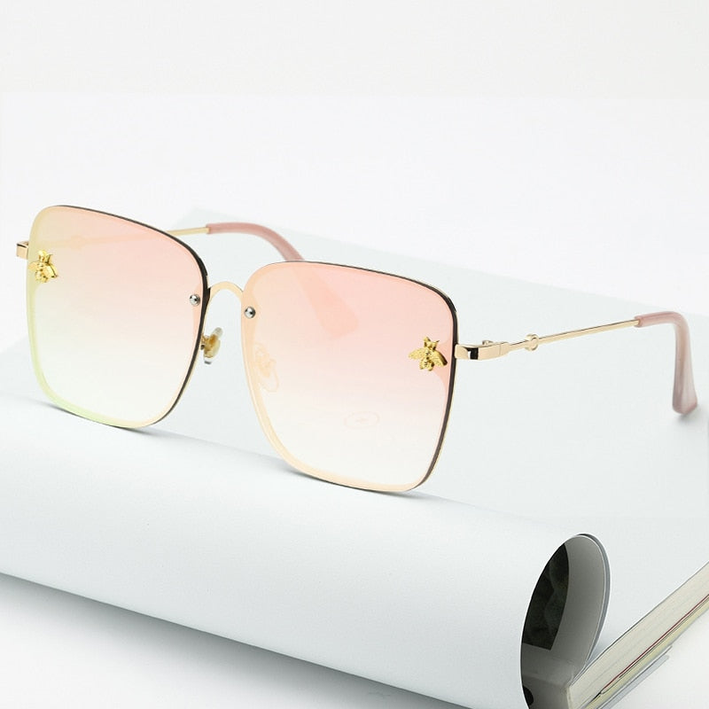 Oversize Rimless Square Bee Gradient Sunglasses - Shop with Ameera