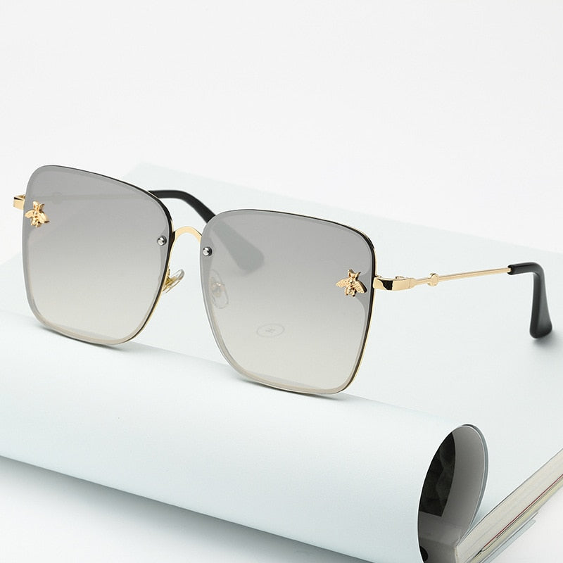 Oversize Rimless Square Bee Gradient Sunglasses - Shop with Ameera