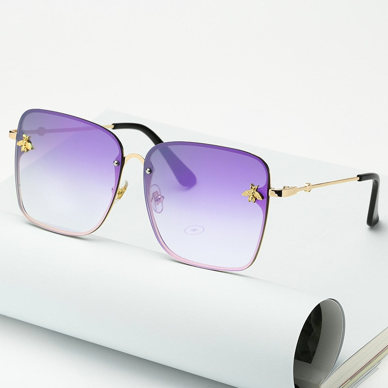 Oversize Rimless Square Bee Gradient Sunglasses - Shop with Ameera