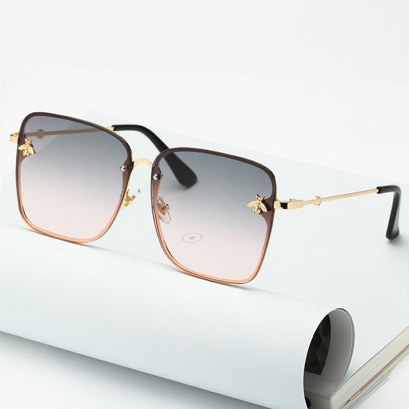 Oversize Rimless Square Bee Gradient Sunglasses - Shop with Ameera