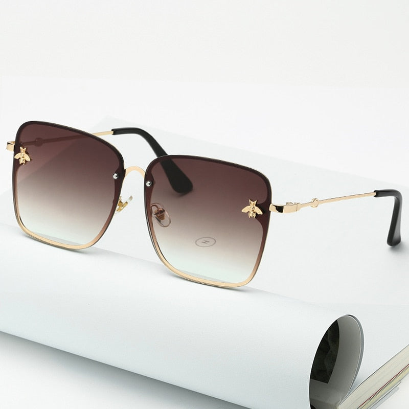 Oversize Rimless Square Bee Gradient Sunglasses - Shop with Ameera