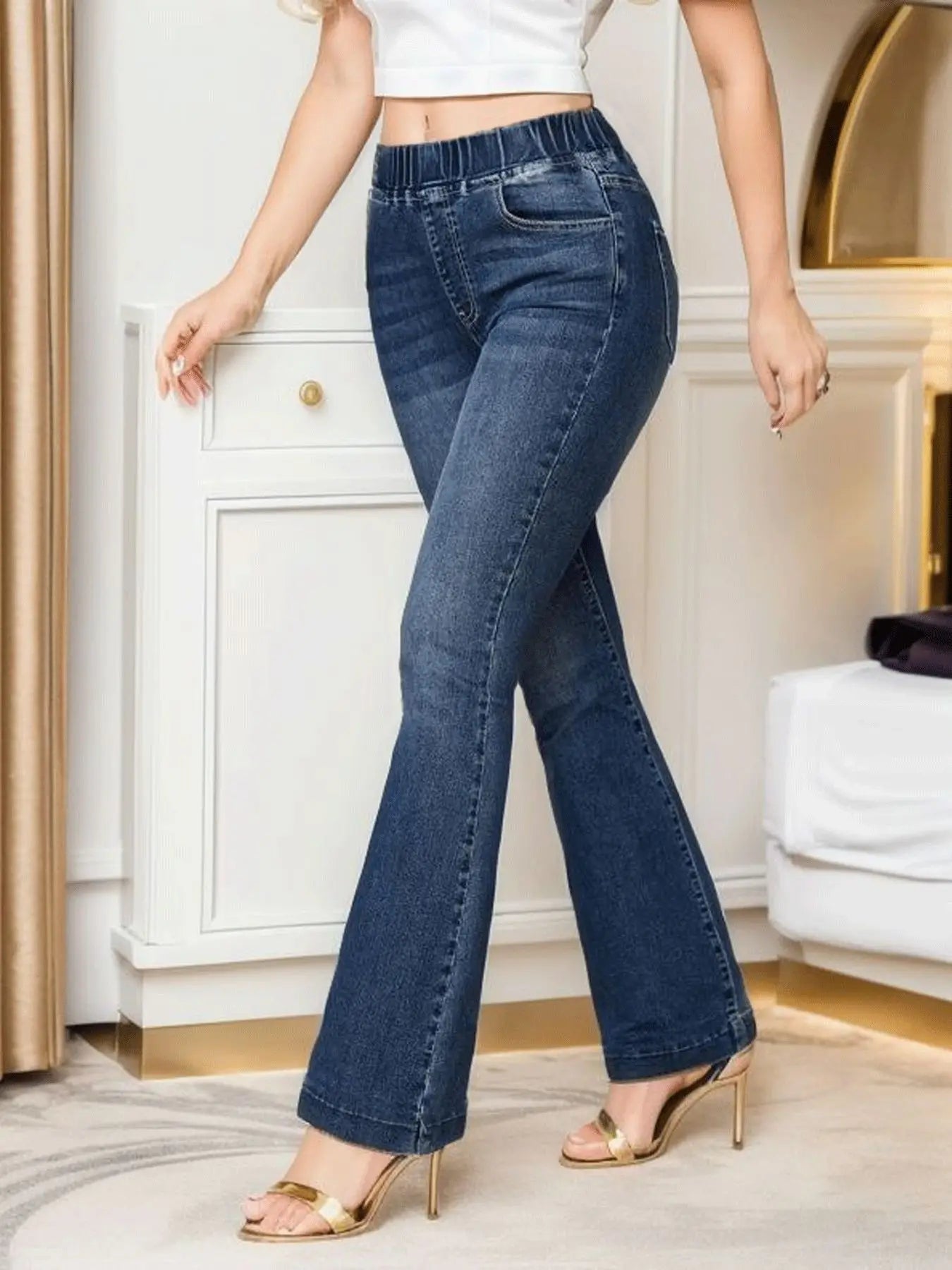 Elastic Waist Jeans - Shop with Ameera