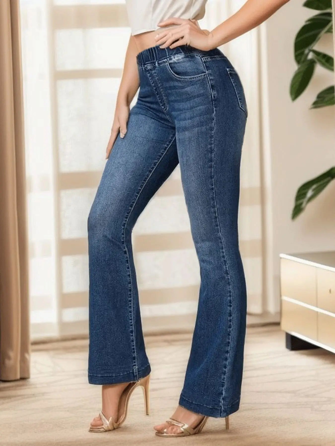 Elastic Waist Jeans - Shop with Ameera