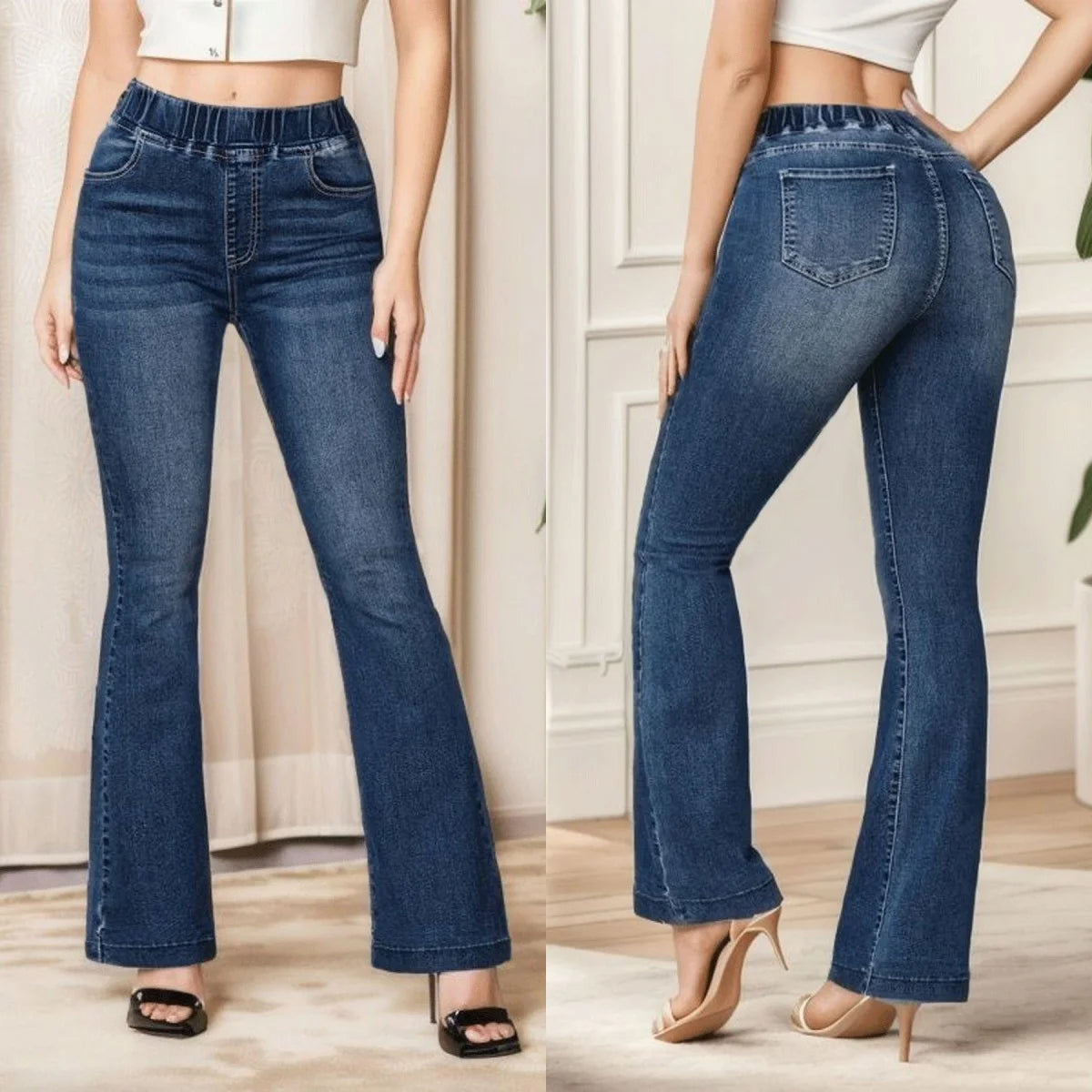 Elastic Waist Jeans - Shop with Ameera