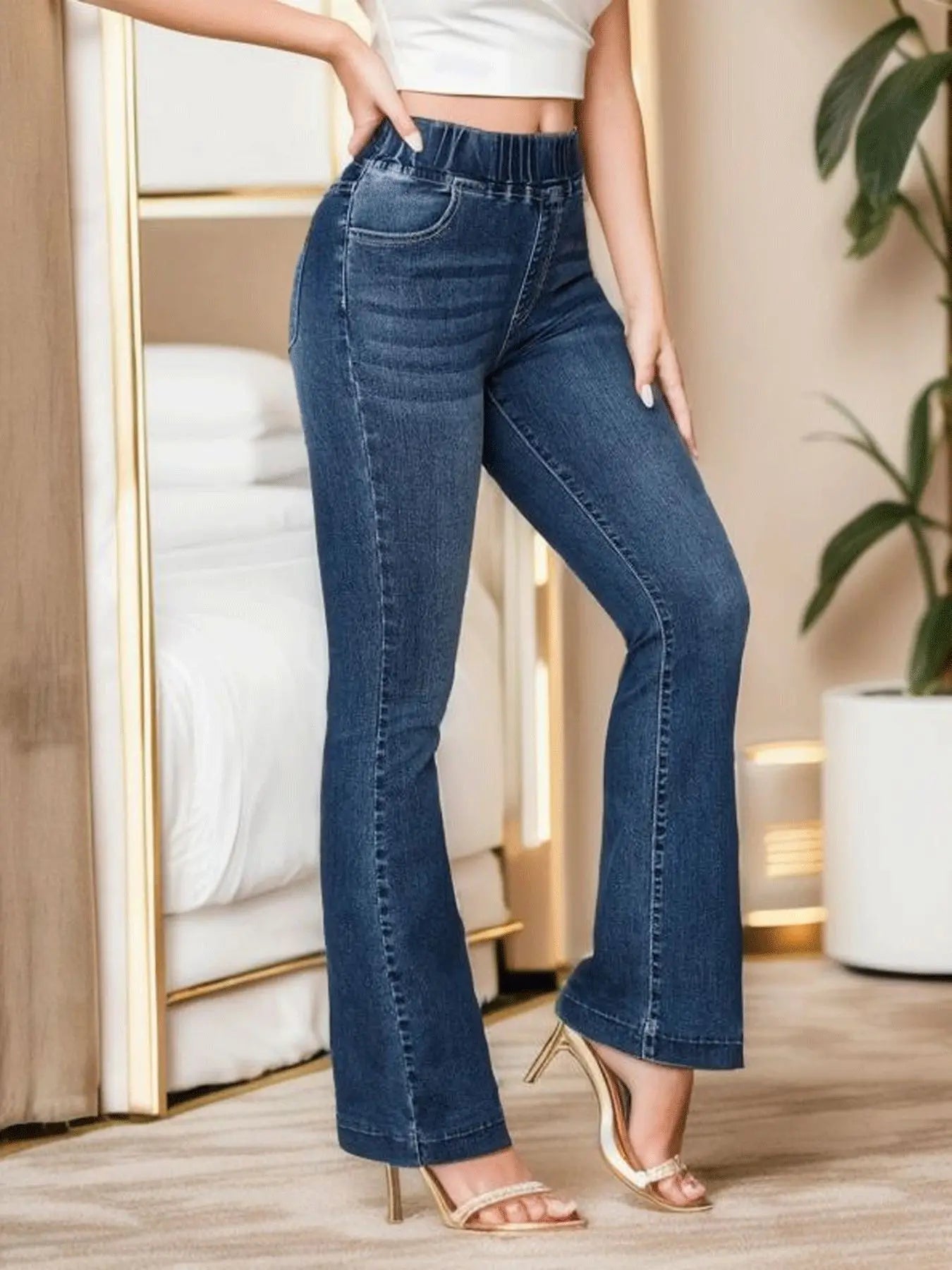 Elastic Waist Jeans - Shop with Ameera