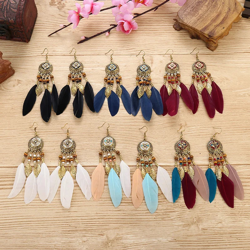 Tibetan Feather Earrings - Shop with Ameera