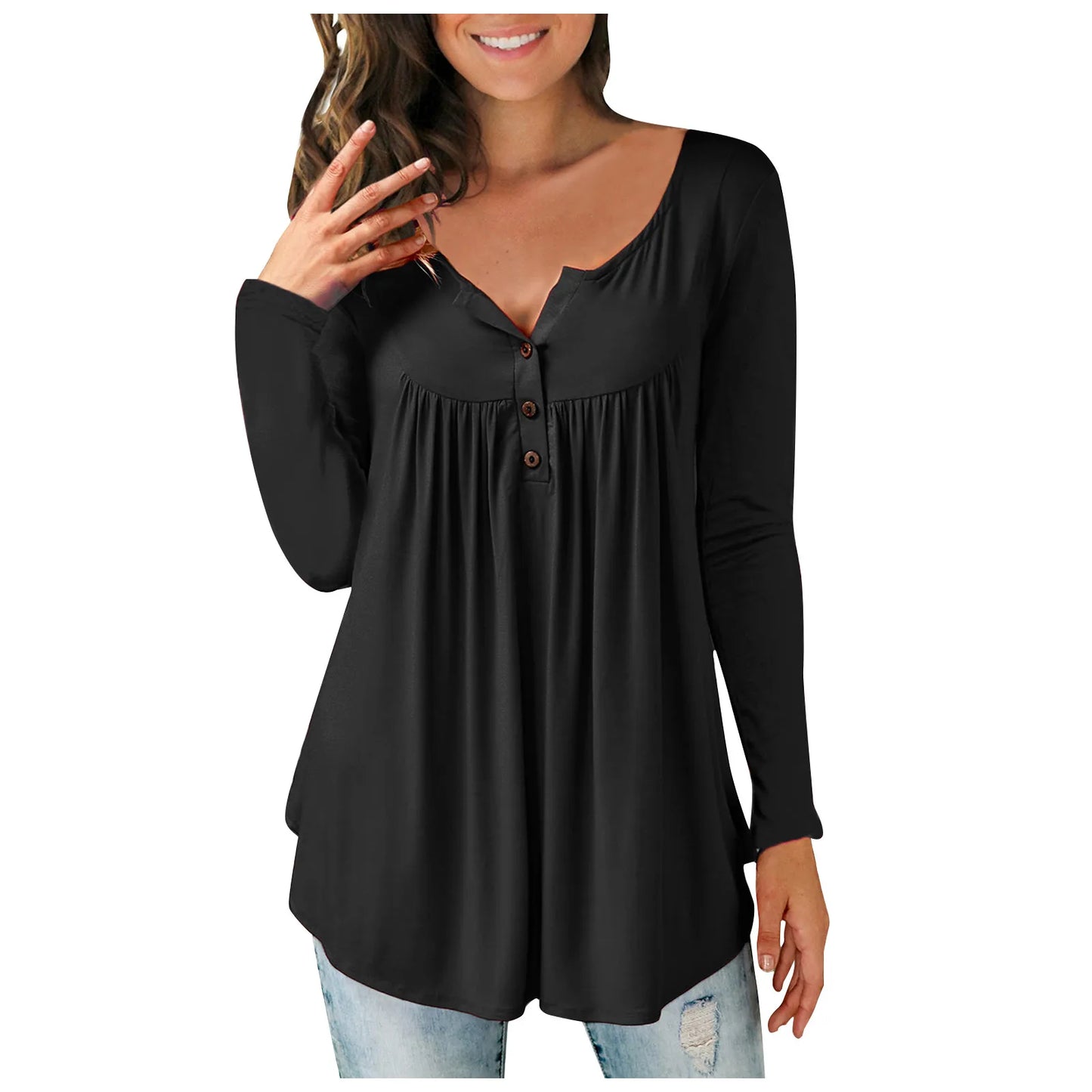 Button Pleated Top - Shop with Ameera