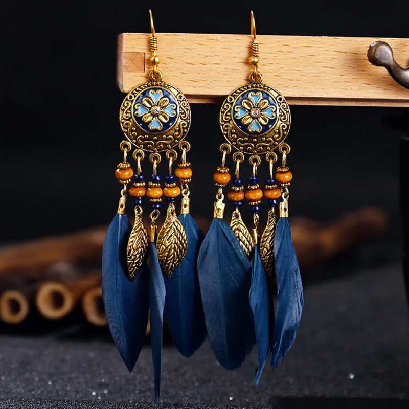 Tibetan Feather Earrings - Shop with Ameera