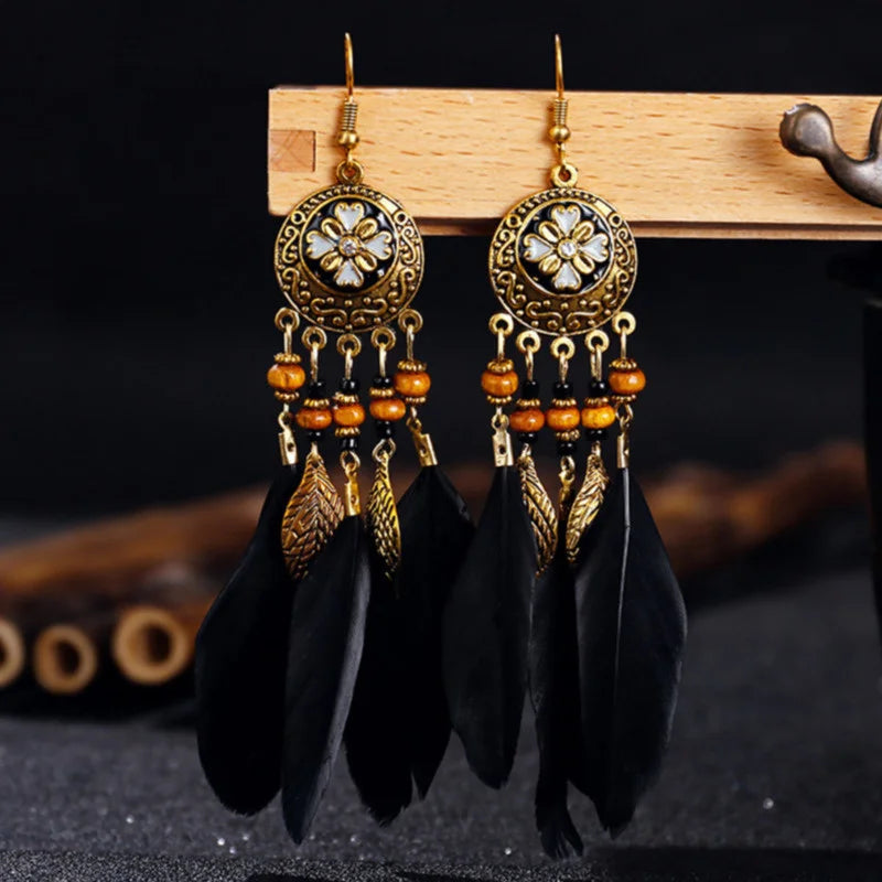 Tibetan Feather Earrings - Shop with Ameera