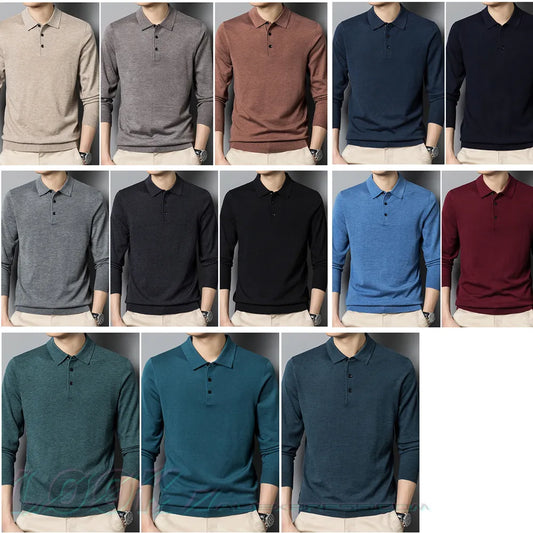 Wool Blend Polo Pullover Sweater