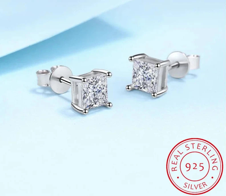 1 Carat Princess Cut Moissanite Earrings - Shop with Ameera