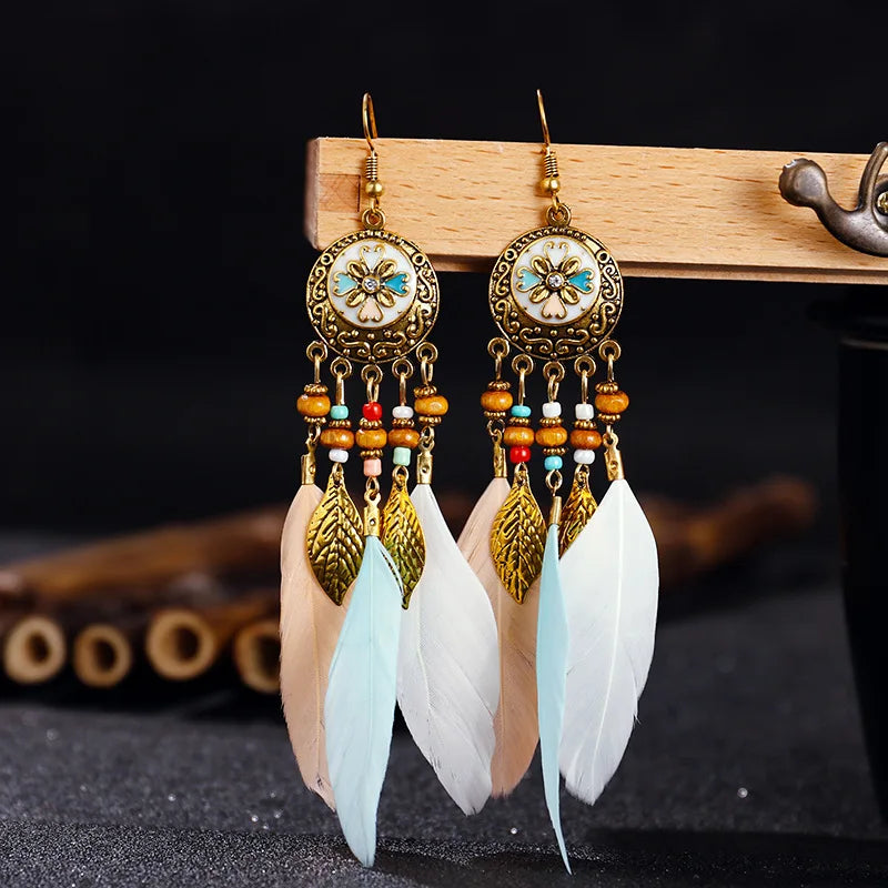 Tibetan Feather Earrings - Shop with Ameera