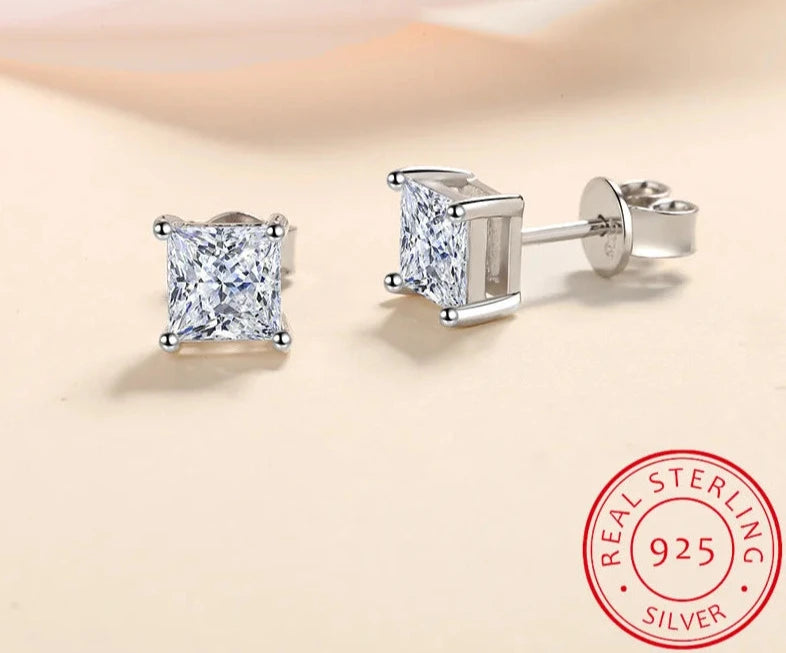 1 Carat Princess Cut Moissanite Earrings - Shop with Ameera