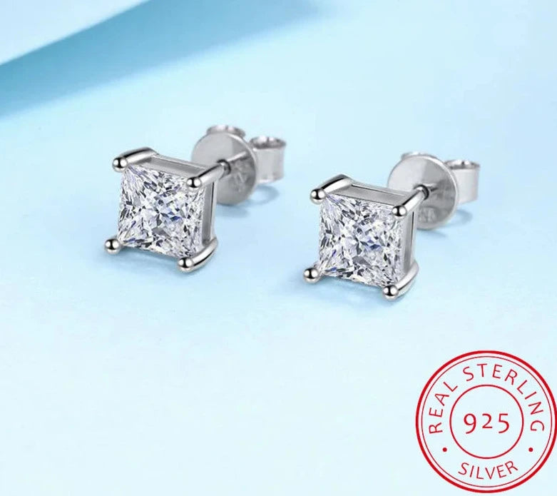 1 Carat Princess Cut Moissanite Earrings - Shop with Ameera