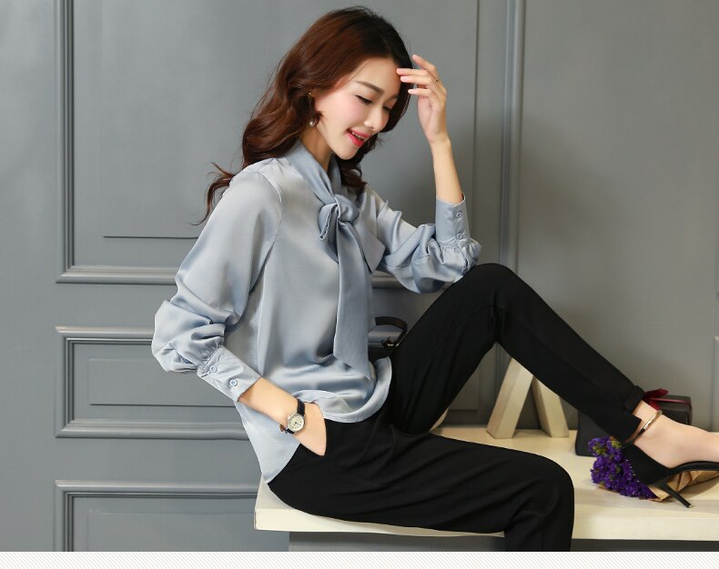 Satin Bow-Tie Shirt - Shop with Ameera