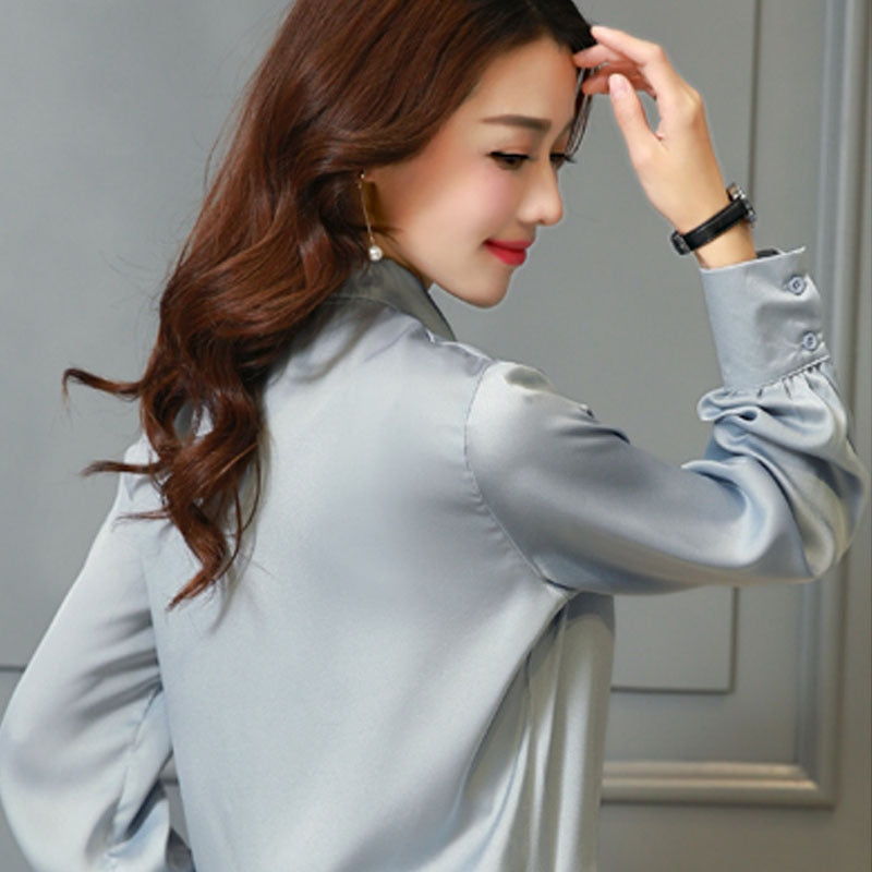 Satin Bow-Tie Shirt - Shop with Ameera