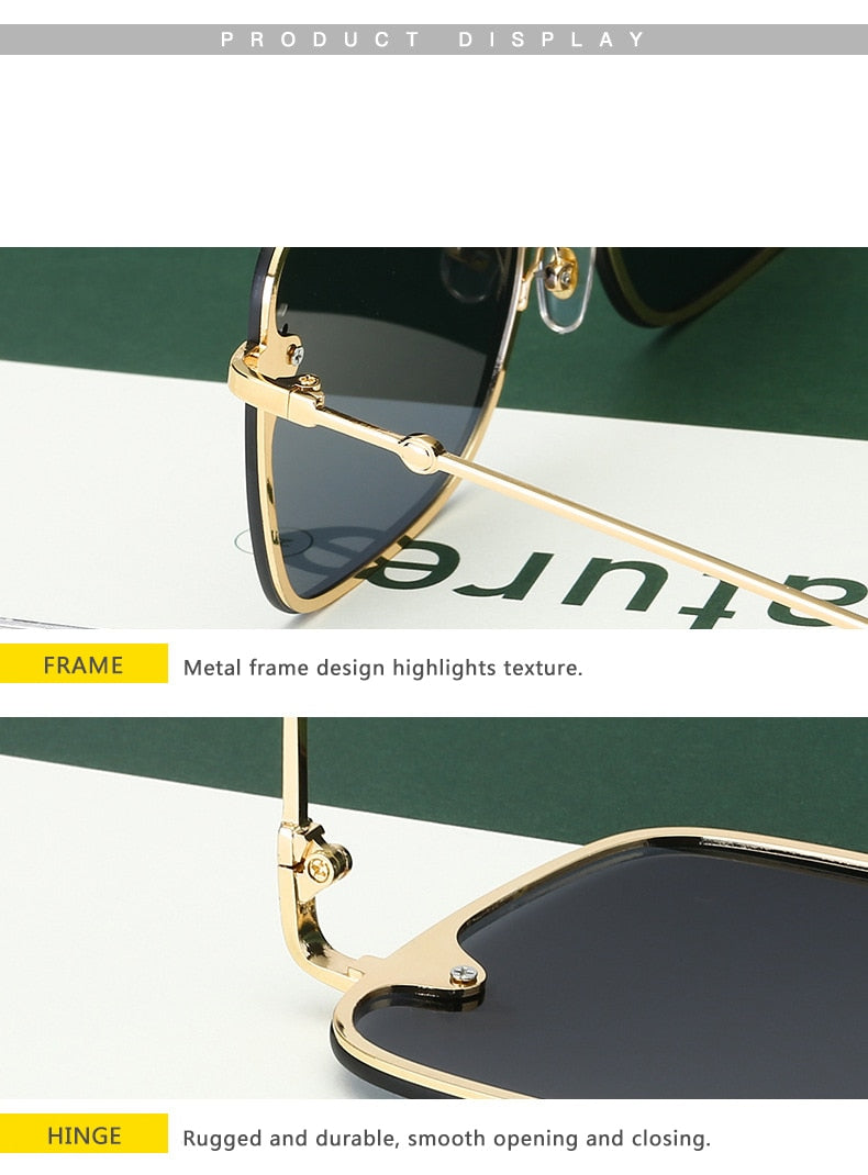 Oversize Rimless Square Bee Gradient Sunglasses
