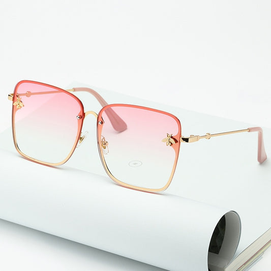 Oversize Rimless Square Bee Gradient Sunglasses - Shop with Ameera