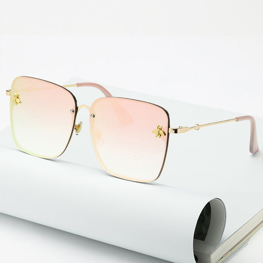 Oversize Rimless Square Bee Gradient Sunglasses