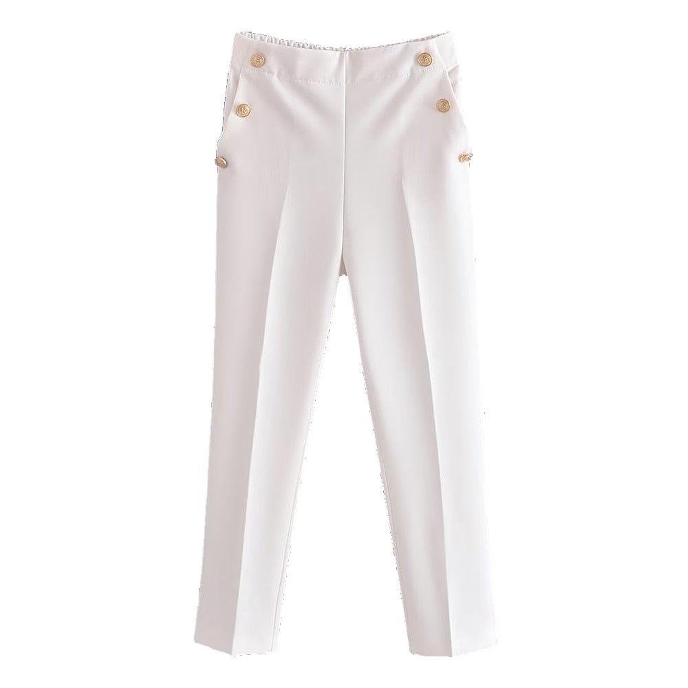 Metal Buttons Straight Trouser - Shop With Ameera