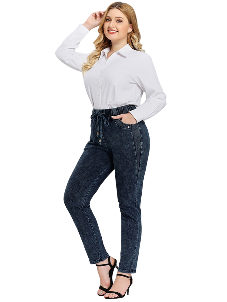 Plus Size Drawstring Jeans - Shop With Ameera