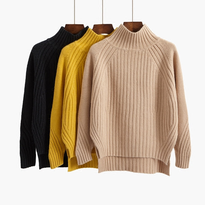 Half-Turtleneck Knitted Women Sweater - Shop With Ameera