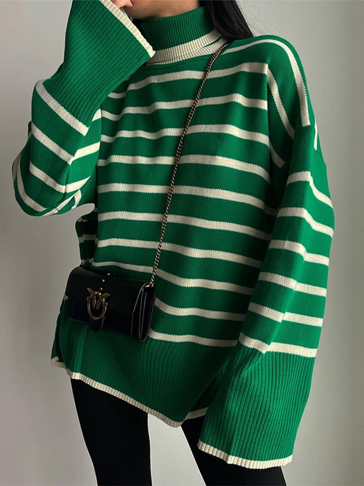 Striped Turtleneck Jumper - Shop With Ameera